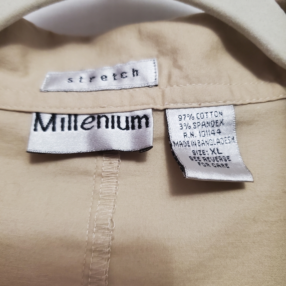 Millennium Chic Beige Button-Front Midi Dress, Si… - image 7